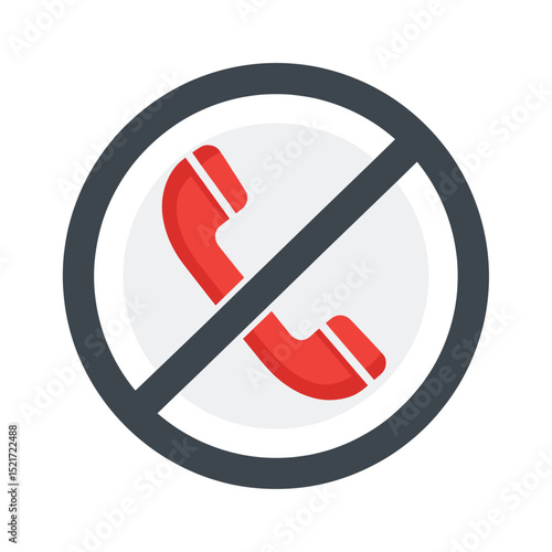 No Calls Icon - Forbidden Telephone Sign with Red Handset