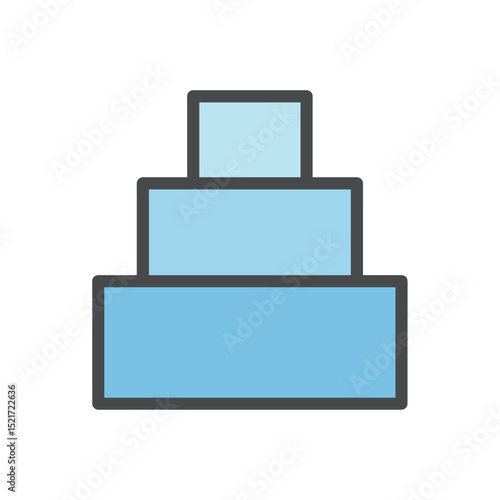 Stacked Blocks Icon - Tiered Levels, Hierarchy, or Pyramid Structure