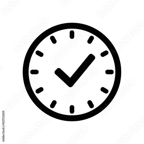 Clock Icon with Checkmark - Time Approved or Task Completed Successfully