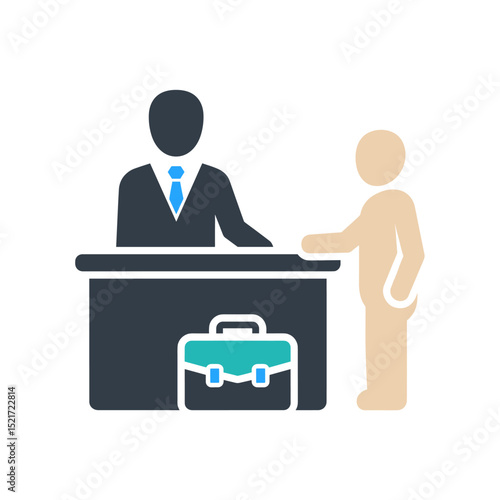 Reception Desk Icon - Customer Service, Hotel Check-in, or Business Meeting