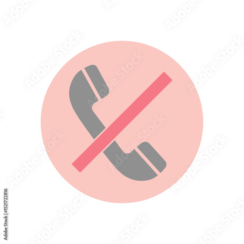 No Calls Icon - Forbidden Telephone Sign in Pink Circle