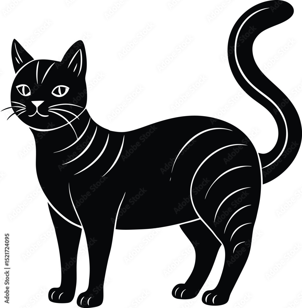 Obraz premium Elegant Black Cat Illustration A Simple Vector Design