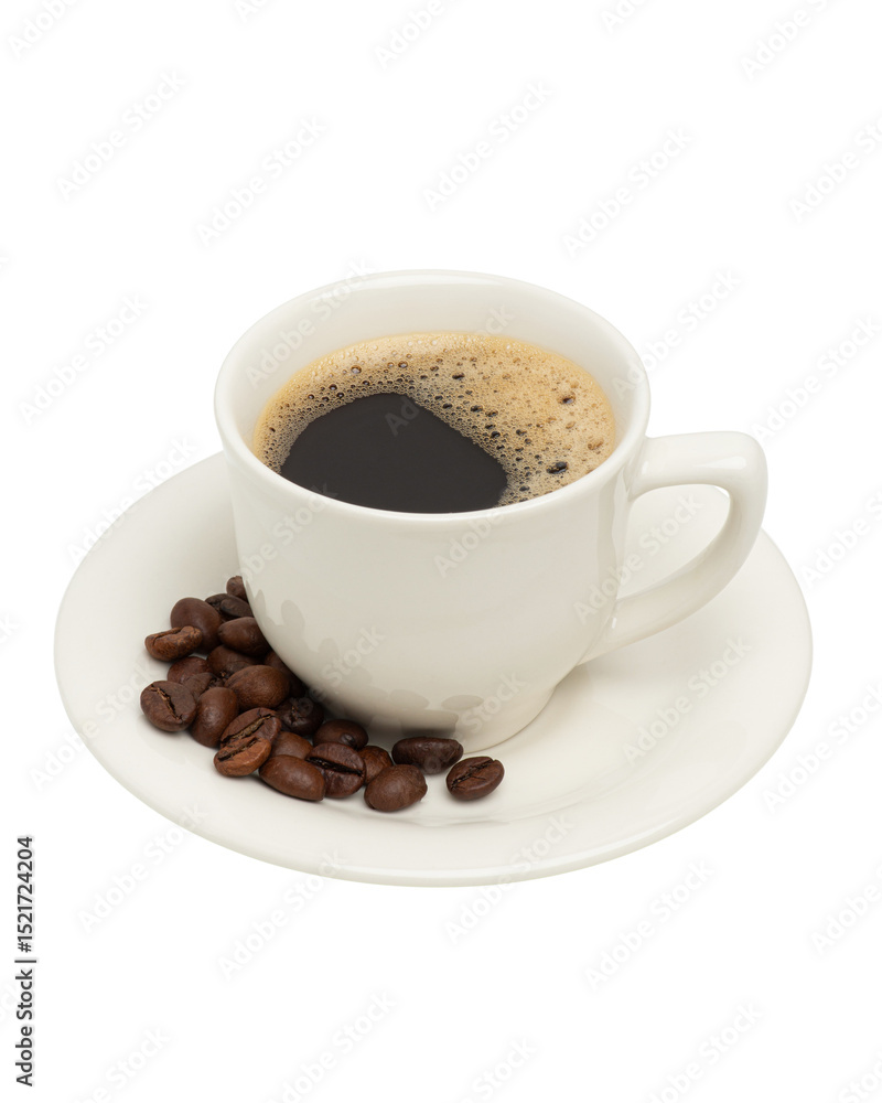 Fototapeta premium White mug with coffee on white isolated background