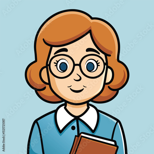 librarian woman with glasses holding a book