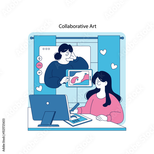Collaborative Digital Art Session Vector Illustration