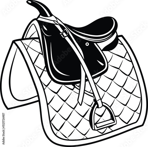 Elegant Horse Saddle Design Perfect for Equestrian Branding Logos and Stylish Apparel Prints