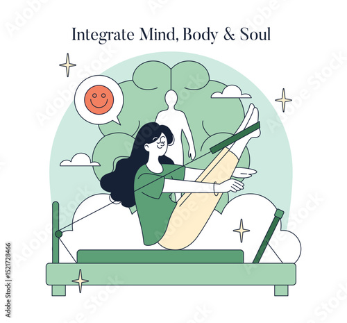 Pilates. Flat Vector Illustration