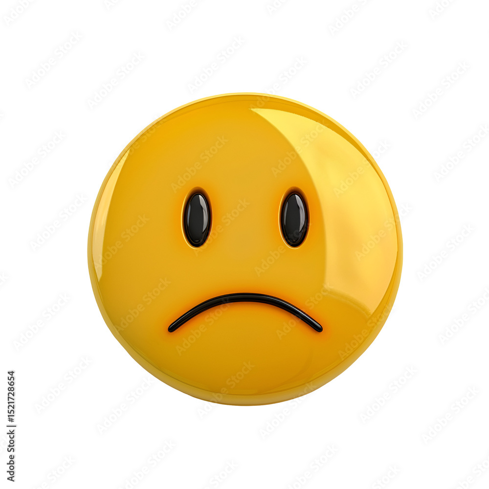 Fototapeta premium Sad Face Emoji 3D Icon – Transparent Background