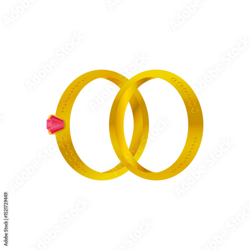 Gold Pair Rings with Rubin