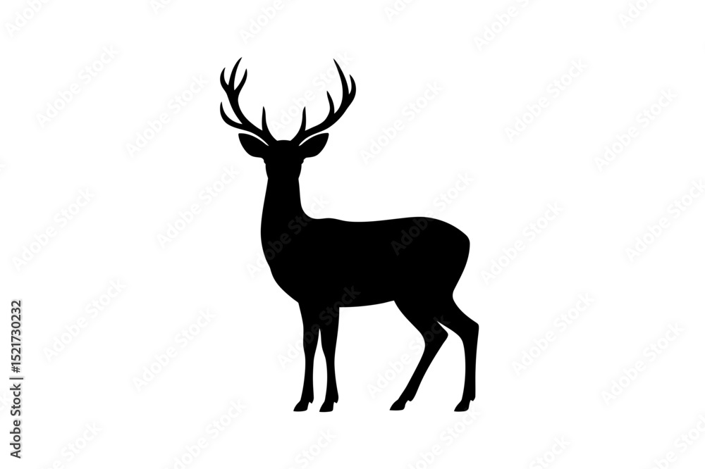 Fototapeta premium Silhouette of a deer with large antlers standing