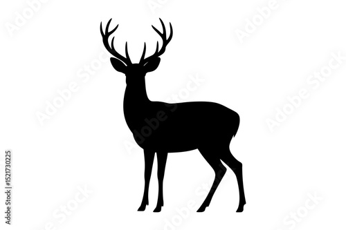 Silhouette of a deer standing on a white background