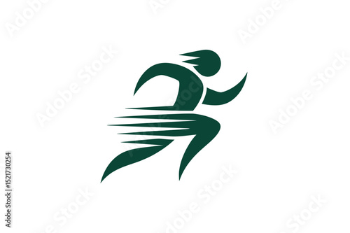 Stylized green runner with motion lines illustration