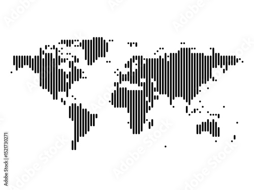 Vertical Lines Vector Map of the World Medium