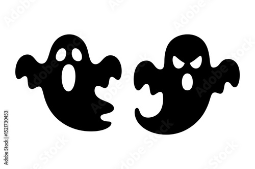 Two halloween ghosts with different expressions black