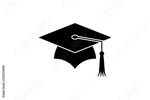 Illustration of a graduation cap with tassel black