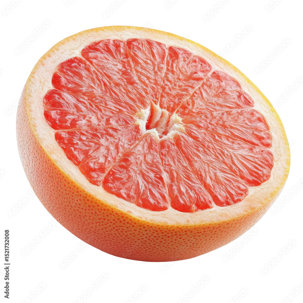 Fresh grapefruit half on white background showcasing vibrant color and texture, Grapefruit half isolated on white background Fresh grapefruit half on white background showcasing vibrant color and texture, Grapefruit half isolated on white background