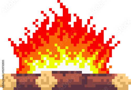 pixel flame, pixel art campfire