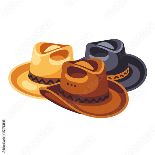 Cowboy Hats in Brown-Yellow and Black - Stylish Western Wear - Fashionable Sun Hats for Men and Women - Vintage Inspired Hat Collection - Perfect for Outdoor Adventures
