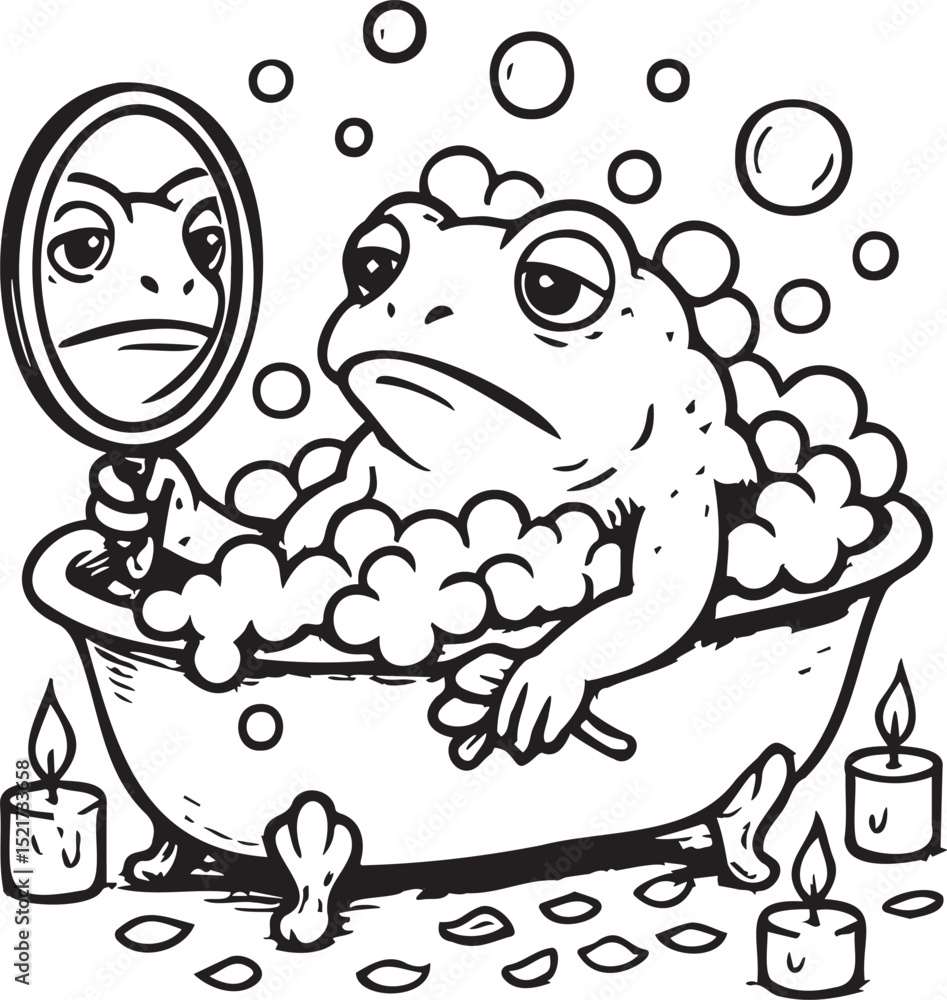Obraz premium frog in bath with mirror