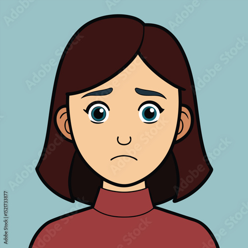 A woman looks sad with downcast eyes, conveying sorrow, melancholy, and a pensive mood.