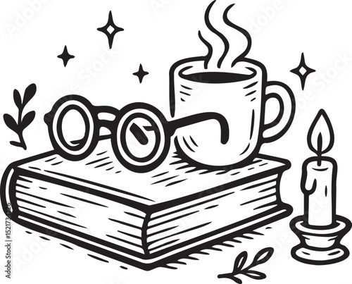 cup of coffee and book