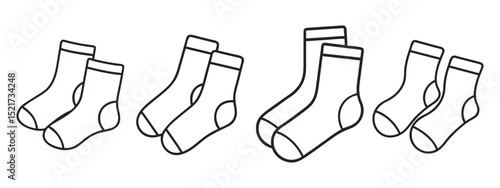 Diverse Socks and Stockings Silhouette & Line Art Collection - Vector Set