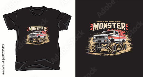 Monster truck graphic vector t-shirt design print