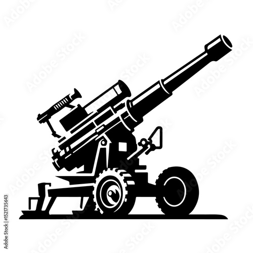 Howitzer Artillery Silhouette for Military and Warfare Design