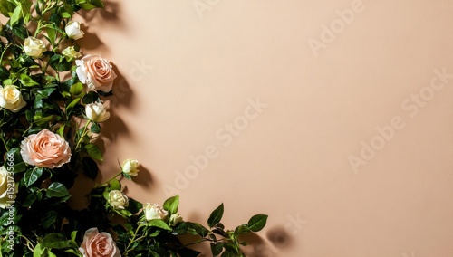 Elegant Jewelry Display Surrounded by Soft Roses and Greenery on a Pastel Bac...