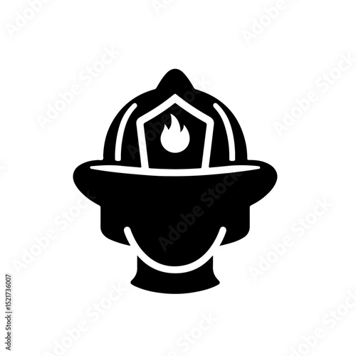 Female Firefighter Helmet Silhouette for Firefighting and Bravery Design