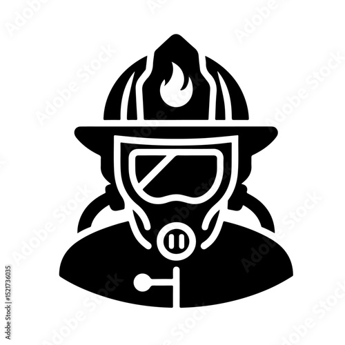 Female Firefighter Helmet Silhouette for Firefighting and Bravery Design
