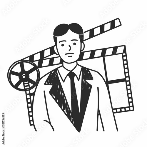 Film director portrait, clean cutout, movie industry