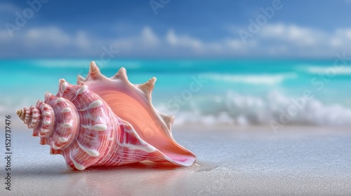 Elegant conch shell with natural spiral patterns