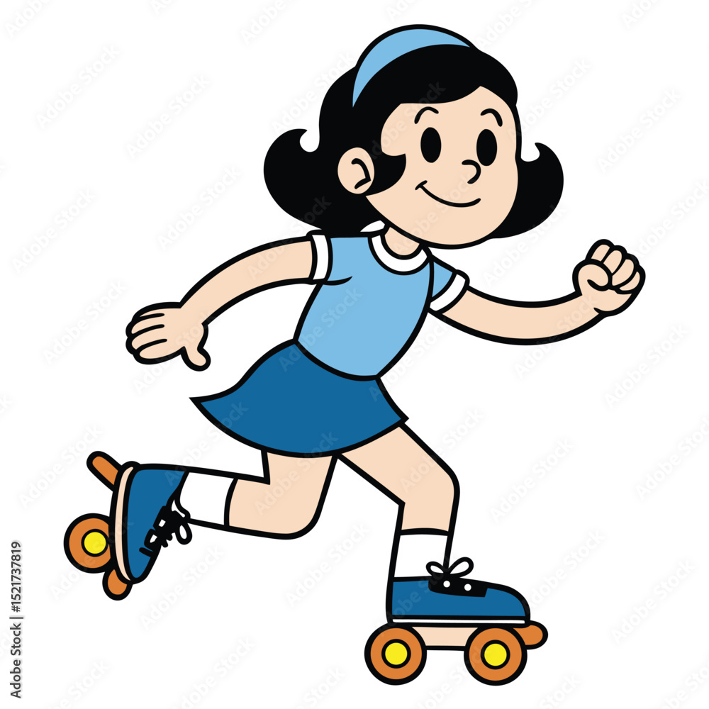 A woman roller skating with retro skates, showing a fun, nostalgic, and energetic activity. A woman roller skating with retro skates, showing a fun, nostalgic, and energetic activity.