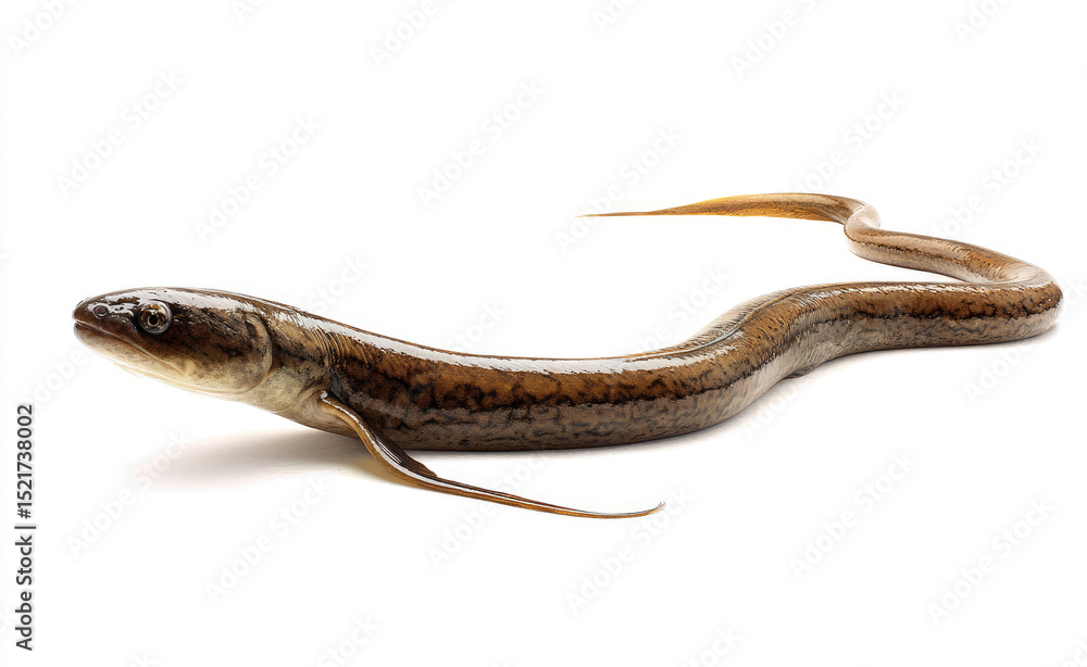 Naklejka premium Fresh European Eel Isolated on White Background Ready to Cook (1)