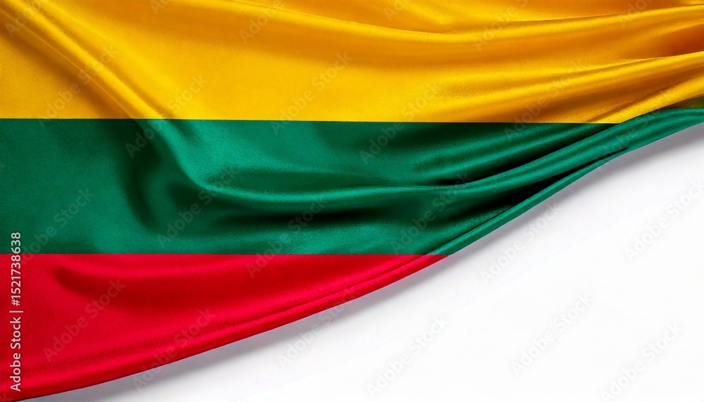 Fototapeta premium Lithuania flag on white background. copy space 