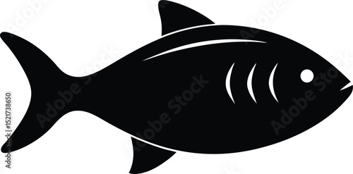 grilled fish fillet black silhouette on white background