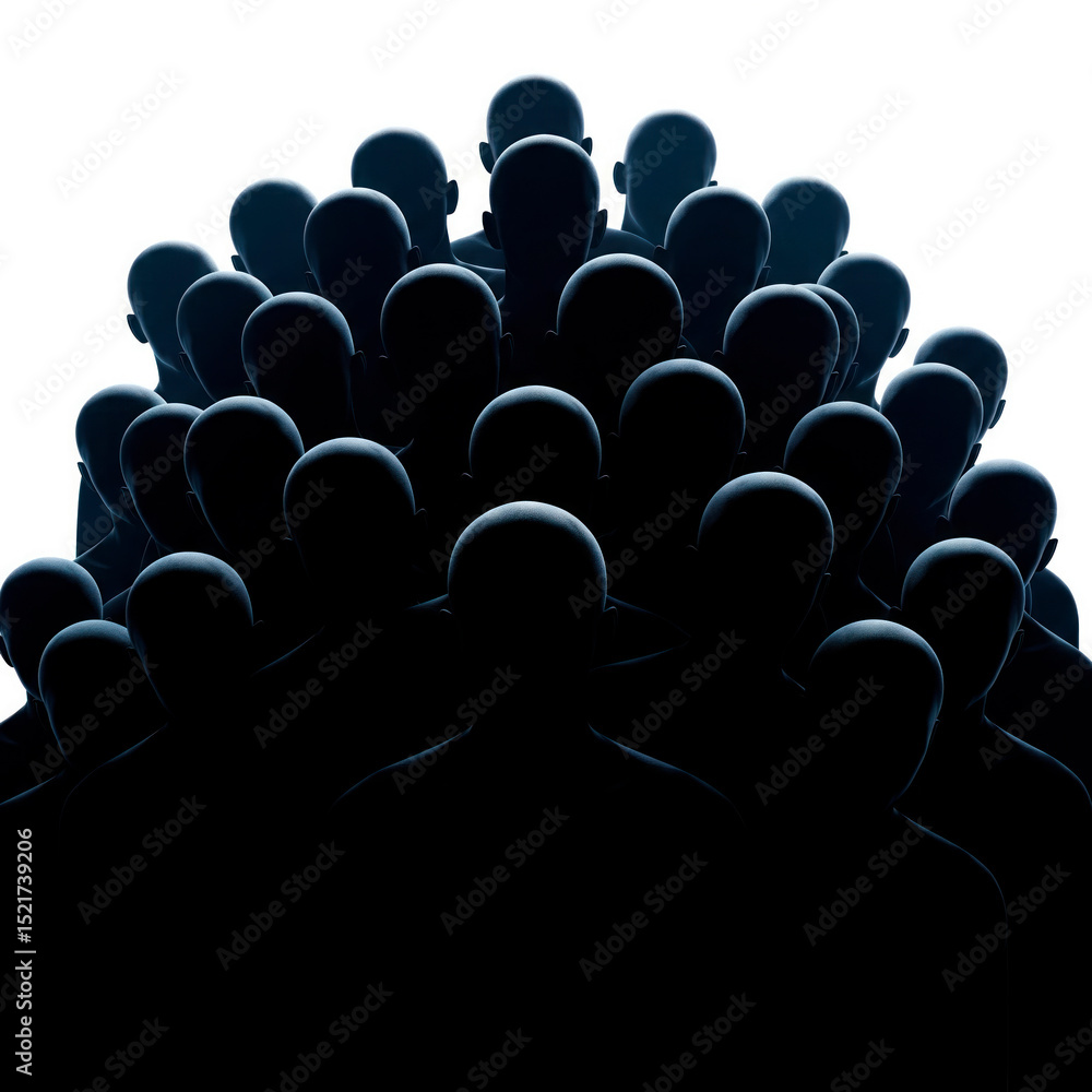 Obraz premium Silhouettes of people standing in the dark with their backs to the light.