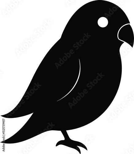 lovebird black silhouette on white background