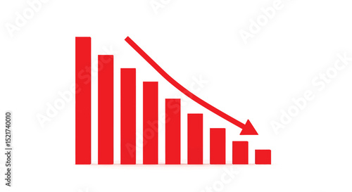 A simple red bar graph showing a declining trend on a white background. Free Download A simple red bar graph showing a declining trend on a white background. - GFXLoad