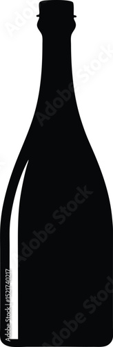 prosecco bottle black silhouette on white background