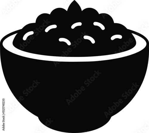 risotto bowl black silhouette on white background
