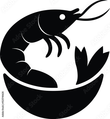 shrimp ceviche black silhouette on white background
