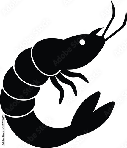 shrimp tempura black silhouette on white background