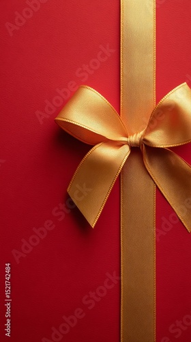 Bright Red Gift Box With a Shiny Yellow Bow Ready for Celebration.