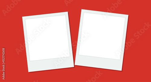 Realistic photo frames old paper design blank black photos with white frames.