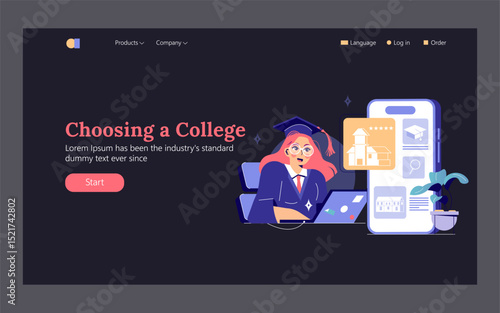 College Choise. Flat Vector Illustration