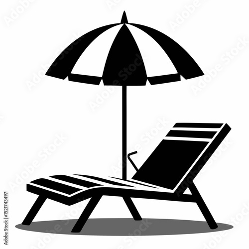 beach chairs and umbrella