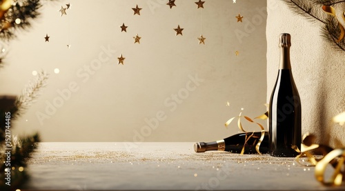 Celebrate Special Moments With Champagne and Decorations on a Festive Table S...