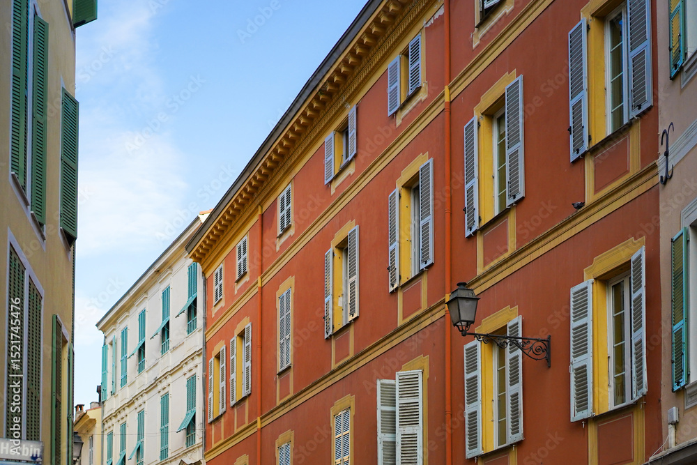 Naklejka premium Coastal street in muted tones and architectural focus in French Riviera